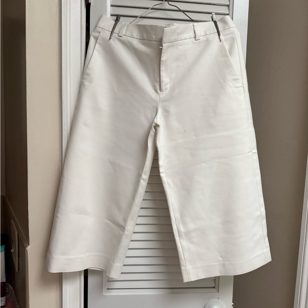 Banana Republic White Wide-Leg Cropped Bermuda Shorts